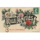 2 superbes cpa 93 VILLEMOMBLE. Cartes fantaisies "Amitiés" avec fleurs 1911