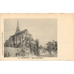 61 ARGENTAN. Eglise Saint-Martin superbe carte sur papier velin bords dentelés à la ficelle