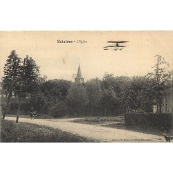 51 ECLAIRES. Cycliste et Aéroplane sur l'Eglise 1915
