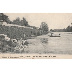 78 JUZIERS. Les Laveuses et Pêcheurs au bord de la Seine 1905