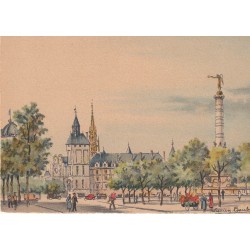 Illustrateur Lucien Baubaut Barré & Dayez. LA PLACE DU CHÂTELET à Paris