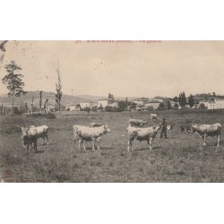 07 ALBOUSSIERE. Vue générale sur les Près avec vaches et paysan 1906