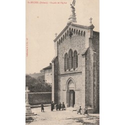 26 SAINT-MICHEL. Façade de l'Eglise avec animation 1908
