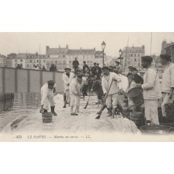 76 LE HAVRE. Marins en corvée, lavage de voiles