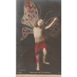 Photographe H. Manuel PAPILLON DE LA POESIE. Magnifique carte avec ajoutis sur les ailes et le pagne