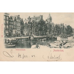 Pays-Bas AMSTERDAM. Gelderschekade avec péniches 1902