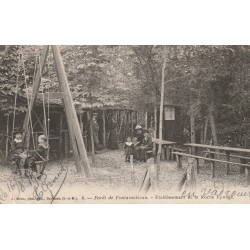 77 Forêt de FONTAINEBLEAU. Etablissement de la Roche Eponge avec balançoire à deux 1903