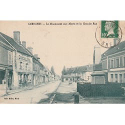 RARE 89 CERISIERS. Le Monument aux Morts et Quincaillerie sur Grande Rue 1925