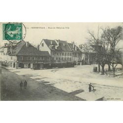 74 BONNEVILLE. Wagons d'un Train Tramway Place Hôtel de Ville 1910