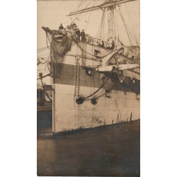 Tunisie FERRYVILLE (Menzel-Bourguiba) Navire de guerre et son équipage à l'Arsenal. Photo cpa 1916