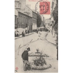 61 DOMFRONT. Jardinier arrosant un Parterre pour Fête Dieu rue d'Alençon 1907