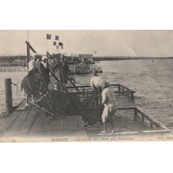 Tunisie BIZERTE. La Levée des filets aux Pêcheries vers 1914