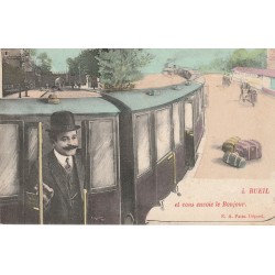 Gare Train Locomotive Voyageuse Voyageur. J'arrive ou pars en 1910 RUEIL 92