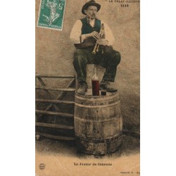 43 LE VELAY Illustré. LE JOUEUR DE CABRETTE sur un fût de vin 1908