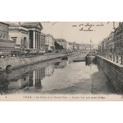 Lot 6 Cpa 59 LILLE. Grand Pont et péniche sur La Deule, Bd Montebello, rue Lannoy, Porte Abattoir, La Poste et Gare