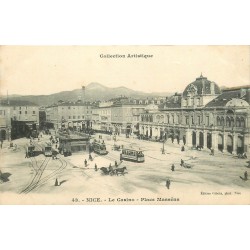 3 Cpa 06 NICE. Casino Place Masséna, la Gare et Palmiers au Château 1907