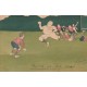 Carte postale humoristique RUGBY signée BOBY vers 1920 : La course avant le placage...