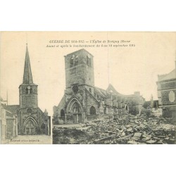 2 cpa 55 REVIGNY. L'Eglise en ruine après les bombardements Guerre 1914-15