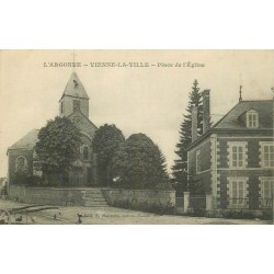 2 cpa 51 VIENNE-LA-VILLE. Place de l'Eglise et transept démoli 1915-18