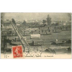 carte postale ancienne 19 BRIVE. La Passerelle 1908. Train et vagons