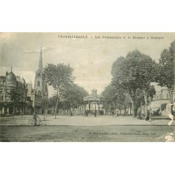 2 cpa 86 CHATELLERAULT. Kiosque à Musique sur Promenades et Bords Envigne 1918