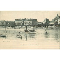 2 Cpa GENEVE. Bateau de Pêcheurs dans la Rade, Kursaal et Parc "Mon Repos" vers 1900