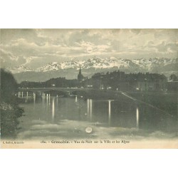 2 cpa 38 GRENOBLE. Vue de Nuit sur Ville et Alpes ainsi que les Quais 1910