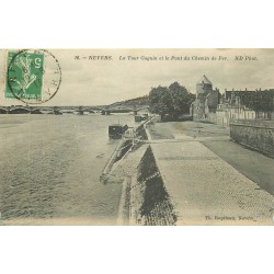 3 cpa 58 NEVERS. Pont du Chemin de Fer, Tour Goguin et Chapelle Saint-Gildard 1904 et 1913